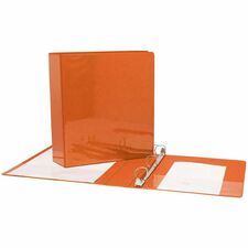 GEO 1.5" Presentation Binder - Orange - 1 1/2" Binder Capacity - 1.50" (38.10 mm) Ring - D-Ring Fastener(s) - 2 Front, Back, Spine, Internal Pocket(s) - Vinyl - Orange - 1 Each