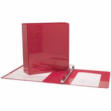 GEO 1.5" Presentation Binder - Red - 1 1/2" Binder Capacity - 1.50" (38.10 mm) Ring - D-Ring Fastener(s) - 2 Front, Back, Spine, Internal Pocket(s) - Vinyl - Red - 1 Each