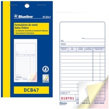 Blueline Sales Orders Book - 50 Sheet(s) - 3 PartCarbonless Copy - 6.50" x 3.50" Form Size - Blue Cover - Paper - 1 Each