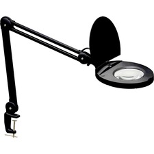 Dainolite 8W LED Magnifier Lamp, Black Finish - 47" (1193.80 mm) Height - 9" (228.60 mm) Width - 1 x 8 W LED Bulb - Painted Black - Adjustable, Dimmable - 760 lm Lumens - Metal, Glass - Desk Mountable, Table Top - Black - for Table, Desk, Office, Bedroom, Room, Commercial