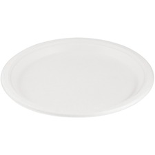 Eco Guardian 9" Round Compostable Plates - Microwave Safe - Oven Safe - 9" (228.60 mm) Diameter - White - Sugarcane Fiber Body - 50 / Pack