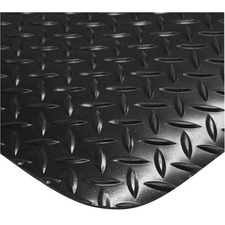 Floortex® Industrial Deck Plate Anti-Fatigue Mat - Deck, Workstation - 0.560" (14.22 mm) Thickness - PVC Foam - Black - 1Each