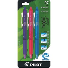 Pilot FriXionÂ® Ball Clicker Retractable Erasable Pen - 0.7 mm Marker Point Size - Refillable - Retractable - Assorted - Rubber Tip - 1 / Pack