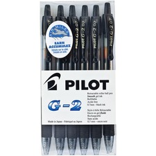 Pilot G2 Retractable Roller Pen - 0.7 mm Pen Point Size - Refillable - Retractable - Black Gel-based Ink - 6 / Box