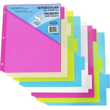 GEO 8 Plastic Dividers with Pocket - 8 x Divider(s) - Assorted Plastic Divider - 1 Each