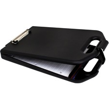 Geocan Storage Clipboard - Bottom Opening - 8 1/2" x 11" - Spring Clip - Polypropylene - Black - 1 Each