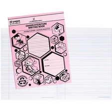 Louis Garneau Small Interlined-Dotted Exercise Book - 32 Pages - Interlined, Dotted - 9.13" (232 mm) x 7.13" (181 mm) - Pink Laminated Paper Cover - Recycled