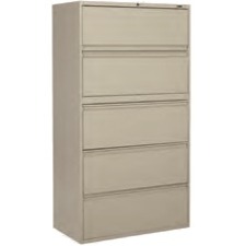 Offices To Go 5 Drawer High Lateral Cabinet - 36" x 19.3" x 66.6" - 5 x Drawer(s) for File - Lateral - Interlocking, Lockable, Leveling Glide - Black - Metal