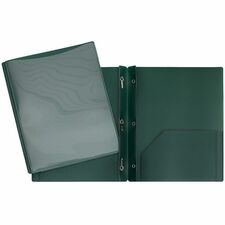GEO Letter Report Cover - 8 1/2" x 11" - 3 x Prong Fastener(s) - 2 Front, Internal Pocket(s) - Plastic - Green - 1 Each