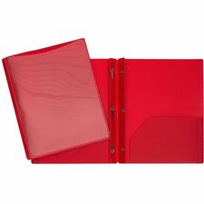 GEO Letter Report Cover - 8 1/2" x 11" - 3 x Prong Fastener(s) - 2 Front, Internal Pocket(s) - Red - 1 Each