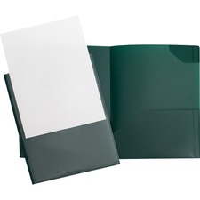 GEO Letter Report Cover - 8 1/2" x 11" - 2 Front, Internal Pocket(s) - Plastic - Green - 1 Each