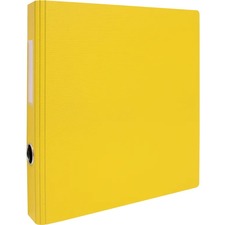 Geocan 1" Textured Heavy-duty Binder, Yellow - 1" Binder Capacity - Letter - 8 1/2" x 11" Sheet Size - D-Ring Fastener(s) - 2 Internal Pocket(s) - Polypropylene - Yellow - Heavy Duty, Textured, PVC-free, Spine Label, Finger Hole - 1 Each