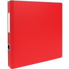 GEO 2" Textured Heavy-duty Binder, Red - 2" Binder Capacity - Letter - 8 1/2" x 11" Sheet Size - D-Ring Fastener(s) - 2 Internal Pocket(s) - Polypropylene - Red - Heavy Duty, Textured, PVC-free, Spine Label, Finger Hole - 1 Each