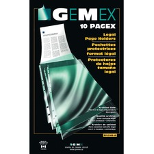 Gemex PAGEX Sheet Protector - For Legal 8 1/2" x 14" Sheet - Transparent - Polypropylene - 100 / Box