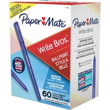 Paper Mate Medium Tip Capped Ball Point Pens - Medium Pen Point - Blue - 60 / Box