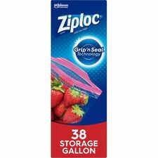 Ziploc® Gallon Storage Bags - 1 gal Capacity - Clear - 38/Box - Food, Breakroom, Day Care, School, Industry