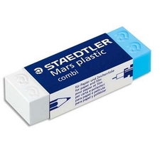 Staedtler Mars Plastic Combi Eraser - Plastic - 0.91" (23 mm) Width x 2.56" (65 mm) Height x 0.51" (13 mm) Depth x