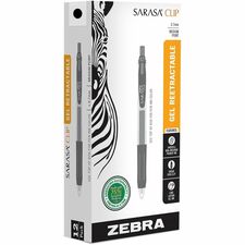 Zebra Pen SARASA Clip Retractable Gel Pen - 0.7 mm Pen Point - Retractable - Black Ink - Water Based, Pigment-based, Gel-based - 1 Dozen