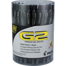 G2 1.0mm Gel Pens - 1 mm Bold Pen Point - Refillable - Retractable - Black Ink - Gel-based - Clear Barrel - 36 / Pack