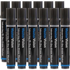 Bi-silque Inkstring XL Dry Erase Markers - 3 mm Marker Point Size - Bullet Marker Point Style - Black Gel-based Ink - 12 / Each