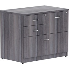 Lorell Essentials Series Box/Box/File Lateral File - 35.5" x 22"29.5" Lateral File, 1" Top - 4 x File, Box Drawer(s) - Finish: Weathered Charcoal Laminate