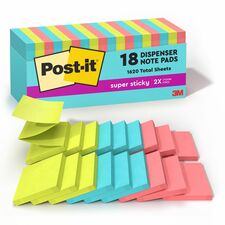 Post-it® Super Sticky Dispenser Notes - Supernova Neons Color Collection - 3" x 3" - Square - 90 Sheets per Pad - Aqua Splash, Acid Lime, Guava - Paper - Super Sticky, Adhesive, Recyclable, Pop-up, Residue-free - 18 / Pad