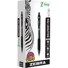 Zebra Pen Z-Grip Retractable Ballpoint Pens - 0.7 mm Pen Point Size - Retractable - Black - 1 Dozen