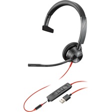 Poly Blackwire 3315, Microsoft, USB-A - Mono - USB Type A, Mini-phone (3.5mm) - Wired - Over-the-head - Monaural - Supra-aural