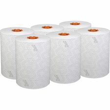 Scott Paper Towel - 8" x 580 ft - White, Orange - Paper - Centrefeed, Absorbent, Anti-bacterial - For Restroom - 6 / Box