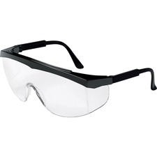 MCR Safety SS1 Series Black Safety Glasses With Clear Lens - Recommended for: Indoor, Outdoor - One Size Size - Clear Lens - Black Frame - Wraparound Lens, Side Shield, UV Resistant, Rugged, Single Lens, Spatula Temple, Adjustable Temple, Scratch Resistant, Adjustable Nose-piece, Molded Grip, Comfortable, ... - 1 Each
