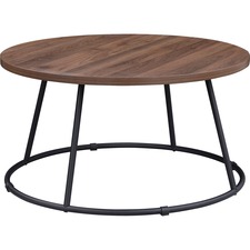 Lorell Accession Coffee Table - Walnut Round Top - Powder Coated Four Leg Base - 4 Legs - 200 lb Capacity x 1" Table Top Thickness x 31.50" Table Top Diameter - 16.75" Height - Assembly Required - Laminate Top Material - 1 Each