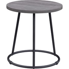Lorell Accession End Table - Round Top - Powder Coated Four Leg Base - 4 Legs - 200 lb Capacity x 1" Table Top Thickness x 19" Table Top Diameter - 19.75" Height - Assembly Required - Weathered Charcoal - Laminate Top Material - 1 Each