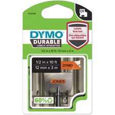 Dymo Durable D1 Labels - 1/2" Width - Rectangle - Orange - 1 Each