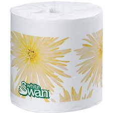 White Swan Bathroom Tissue 2-ply - 2 Ply - 4.25" (107.95 mm) Width x 3.70" (93.98 mm) Length - 500 Sheets/Roll - 1.60" (40.64 mm) Core - Micro Embossing - White - Paper - 96 / Box
