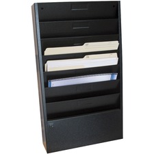 FC Metal Wall Rack - 6 Compartment(s) - 23" Height x 13.5" Width x 3.8" Depth - Black - 1 Each