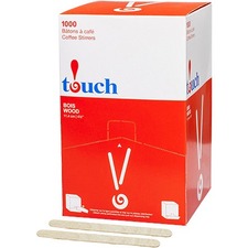 touch Coffee Stirrer Wooden Large 4.5'' - 4.50" (114.30 mm) Length x 10.63" (270 mm) Width x 8.07" (204.98 mm) Height - Wood - 1000 / Box - Natural