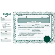 Share Certificate - French - CERT.SHARE PROV.FRENCH GREEN