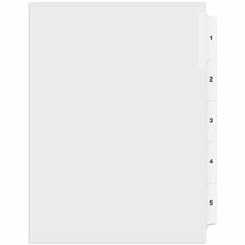 Quest Index Divider - 1/25 - Digit - 1 to 5 - Letter - 8.50" (215.90 mm) Width x 11" (279.40 mm) Length - White Divider - 1 Set