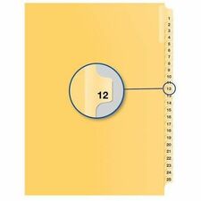 Quest Numerical Litigation Index Dividers - 1/25 - Digit - #12 - 8.50" Divider Width x 11" Divider Length - Letter - Buff Divider - 1 / Pack