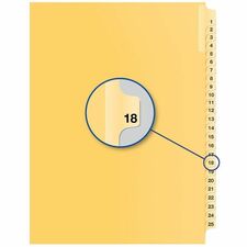 Quest Numerical Litigation Index Dividers - 1/25 - Digit - #18 - 8.50" Divider Width x 11" Divider Length - Letter - Buff Divider - 1 / Pack