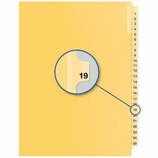 Quest Numerical Litigation Index Dividers - 1/25 - Digit - #19 - 8.50" Divider Width x 11" Divider Length - Letter - Buff Divider - 1 / Pack