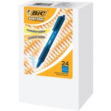 BIC Soft Feel Blue Retractable Ballpoint Pens, Medium Point (1.0 mm), 24-Count Pack, Blue Pens With Soft-Touch Comfort Grip - Medium Pen Point - Retractable - Blue - 24 / Box