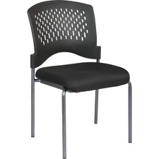 ProLine II Titanium Finish Armless Visitors Chair with Ventilated Plastic Wrap Around Back - Black Coal FreeFlex Fabric Seat - Black Plastic Back - Titanium Frame - Four-legged Base - 1 Each