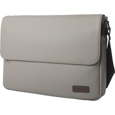 bugatti Contrast Carrying Case (Messenger) for 14" Notebook - Gray - Vegan Leather Body - 11" (279.40 mm) Height x 15" (381 mm) Width x 3" (76.20 mm) Depth - 1 Each