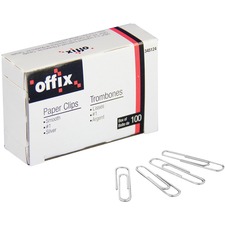 Offix Paper Clip - for Paper - Smooth - 1 / Box - Nickel