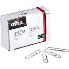 Offix Paper Clip - for Paper - Non-skid - 1 / Box - Nickel