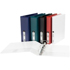 Offix Ring Binder - 1" Binder Capacity - Letter - 8 1/2" x 11" Sheet Size - Round Ring Fastener(s) - 2 Internal Pocket(s) - Polypropylene, Board - Red - Recycled - PVC-free, Clear Overlay, Transfer Safe - 1 Each