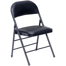 DURA Jolly Folding Chair PVC 1.0mm - Black Seat - Black Back - Powder Coated, Black Frame - Four-legged Base - Polyvinyl Chloride (PVC), Metal - 4 / Box
