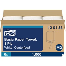 TORK Advanced Centerfeed Hand Towel, 1-Ply - 1 Ply - 11.8" - 1000 Sheets/Roll - 7.80" (198.12 mm) Roll Diameter - 2.90" (73.66 mm) Core - White - Hygienic, Absorbent, Centrefeed - For Hand, Workshop, Kitchen - 1000 / Roll