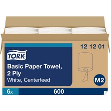 TORK Advanced Soft Centerfeed Hand Towel, 2-Ply, White - 2 Ply - 11.8" - 600 Sheets/Roll - 7.80" (198.12 mm) Roll Diameter - White - Paper - Absorbent, Centrefeed - For Hand - 600 / Roll